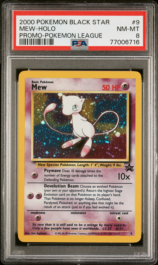 2000 Pokemon Promo Black Star #9 Mew-Holo Promo-Pokemon League PSA 8
