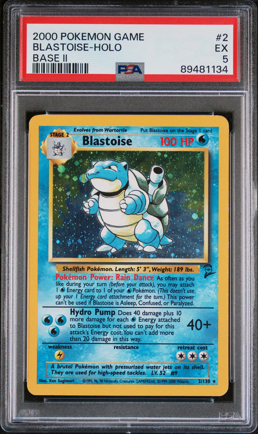 2000 Pokemon Game Base Ii #2 Blastoise-Holo Base Ii PSA 5