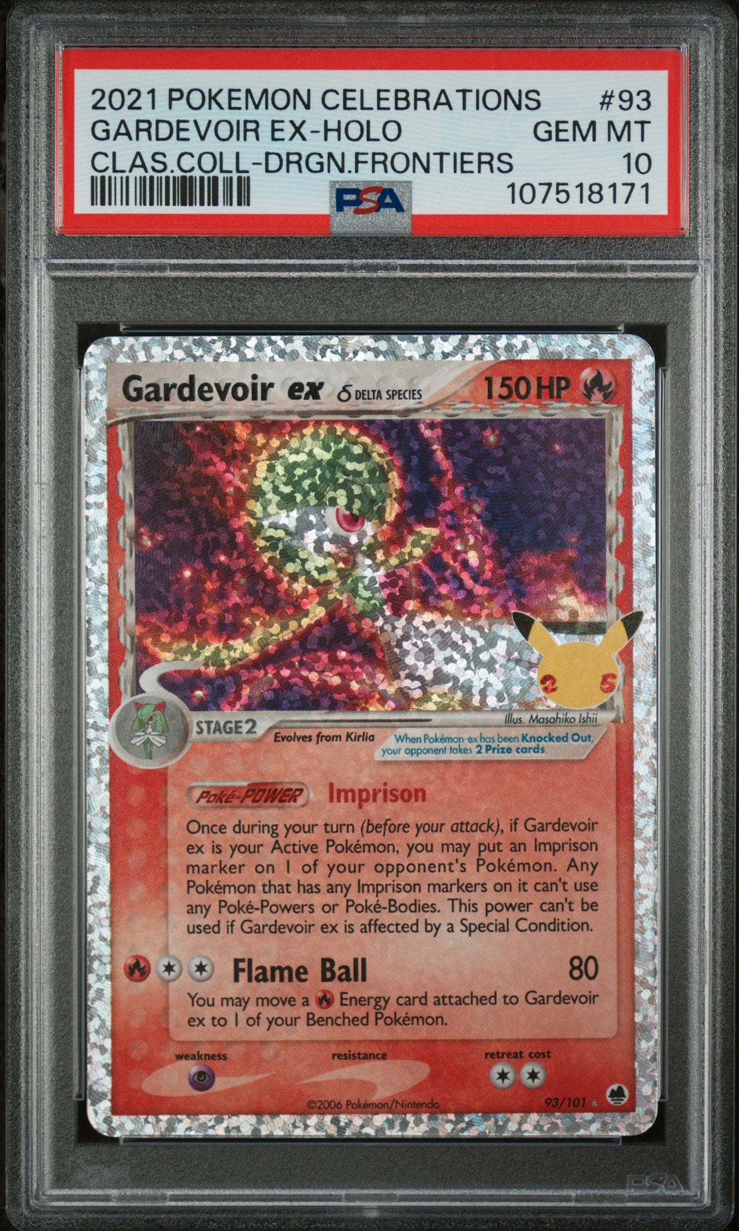 2021 Pokemon Celebrations Classic Collection #93 Gardevoir Ex-Holo PSA 10