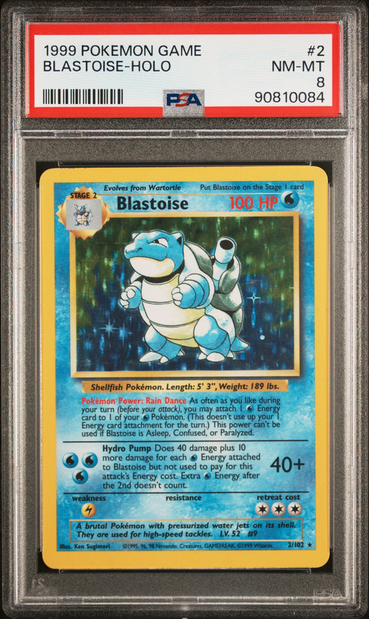 1999 Pokemon Game #2 Blastoise-Holo PSA 8