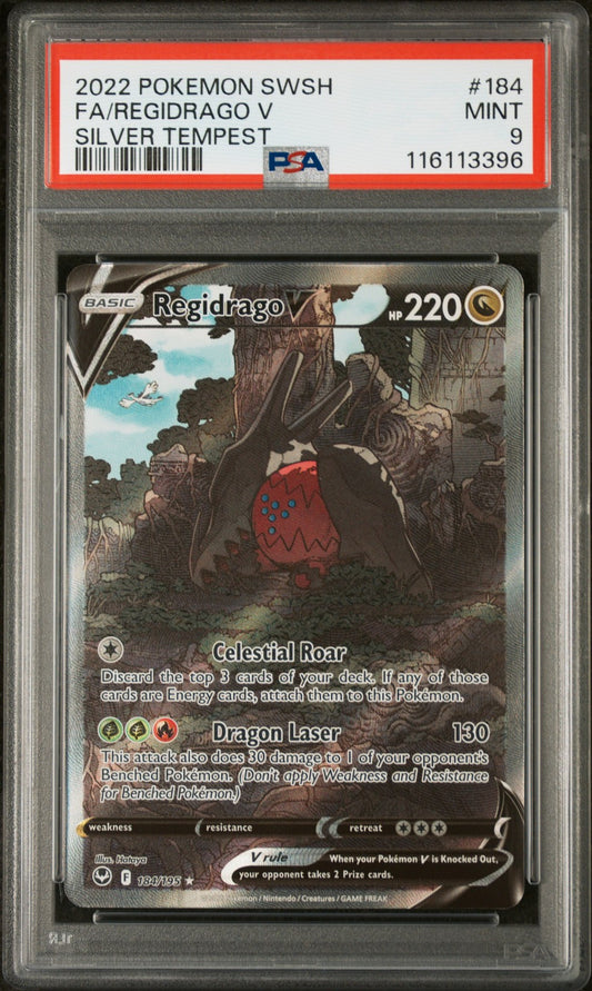 2022 Pokemon Sword & Shield Silver Tempest #184 Fa/Regidrago V PSA 9