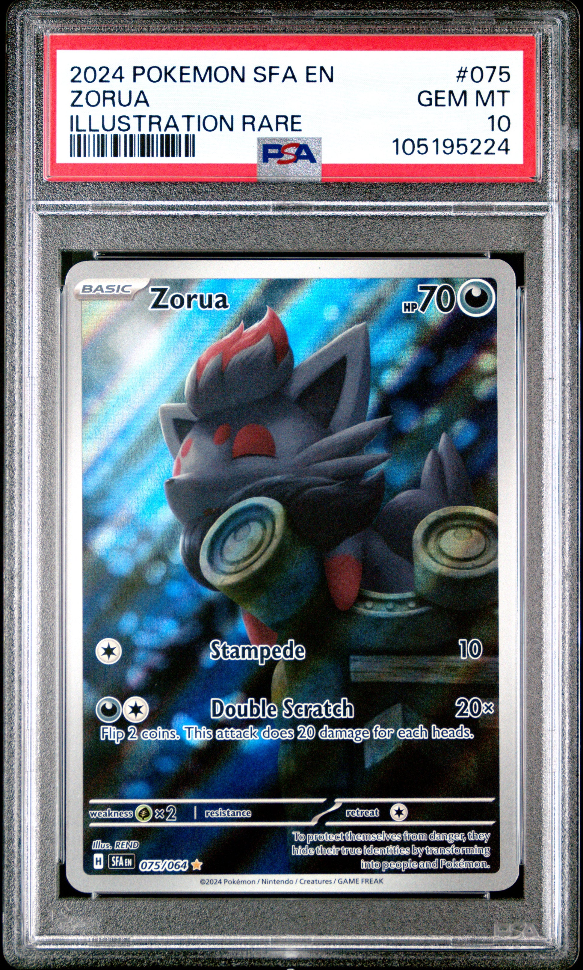 2024 Pokemon Sfa En-Shrouded Fable #075 Zorua PSA 10