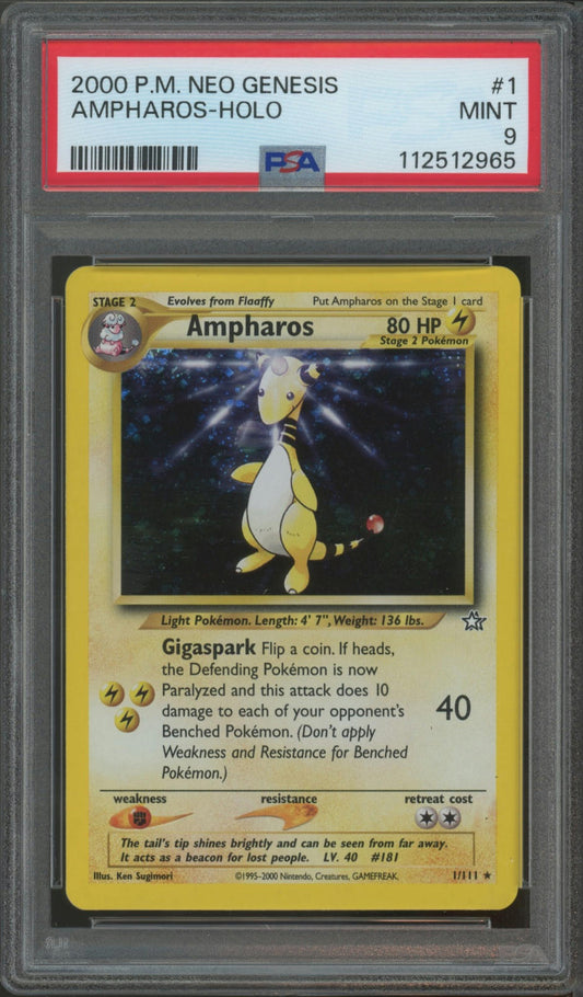 2000 Pokemon Neo Genesis #1 Ampharos-Holo PSA 9