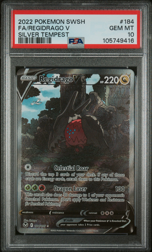 2022 Pokemon Sword & Shield Silver Tempest #184 Fa/Regidrago V PSA 10