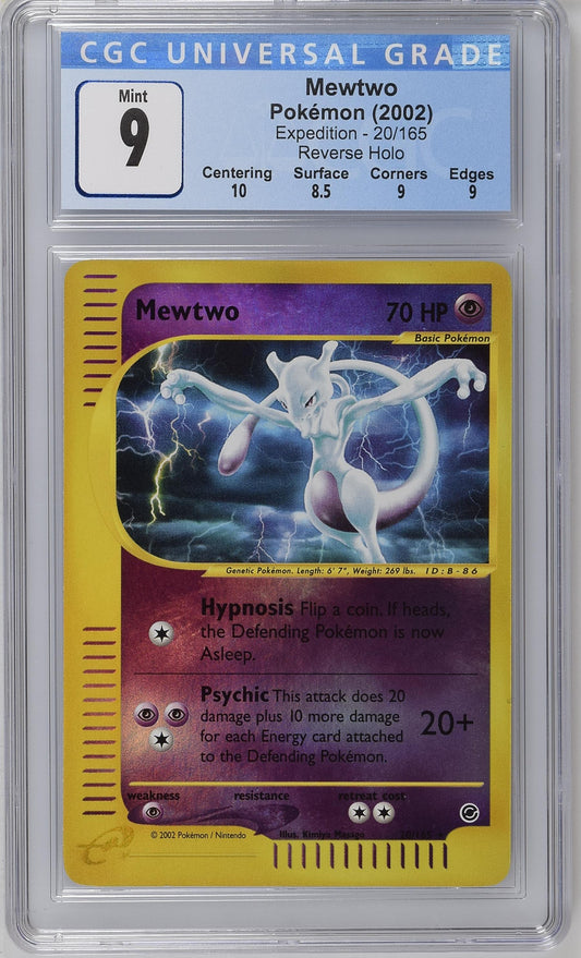 2002 Expedition #20/165 Reverse Mewtwo CGC 9