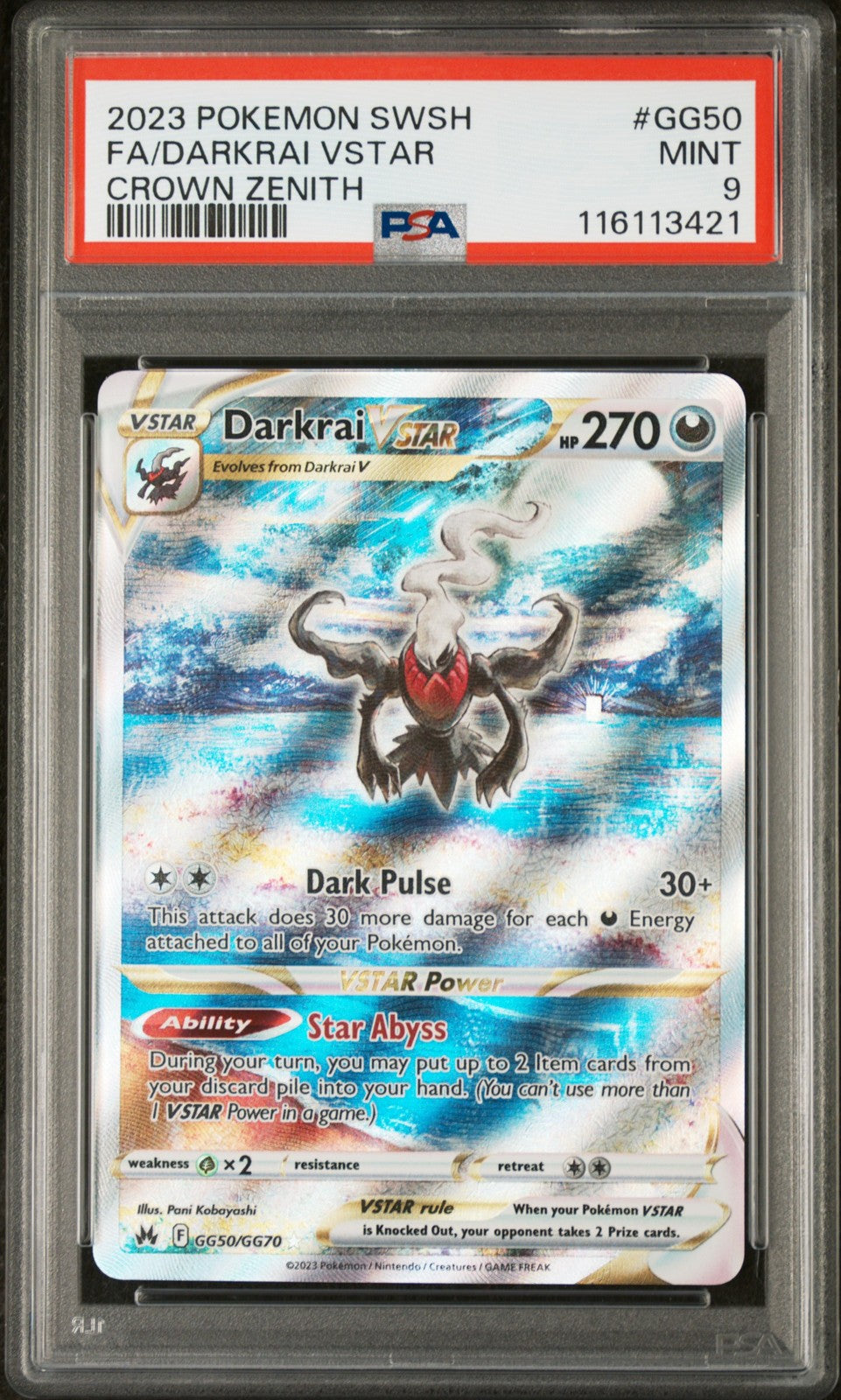 2023 Pokemon Sword And Shield Crown Zenith #GG50 Fa/Darkrai Vstar PSA 9