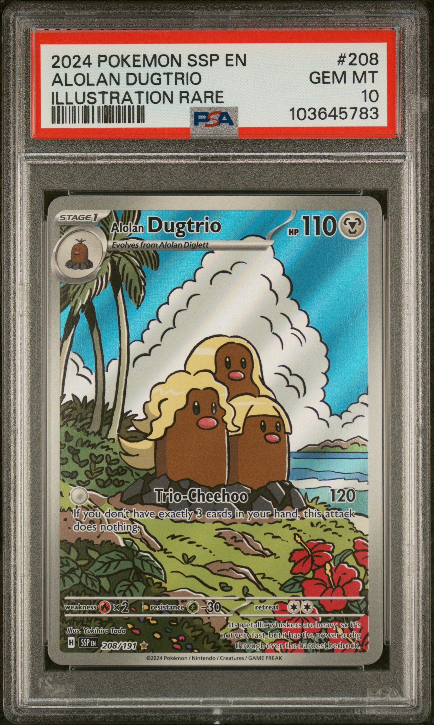 2024 Pokemon Ssp En-Surging Sparks #208 Alolan Dugtrio PSA 10