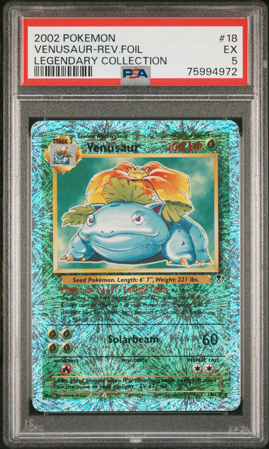 2002 Pokemon Legendary Collection #18 Venusaur-Rev.Foil PSA 5