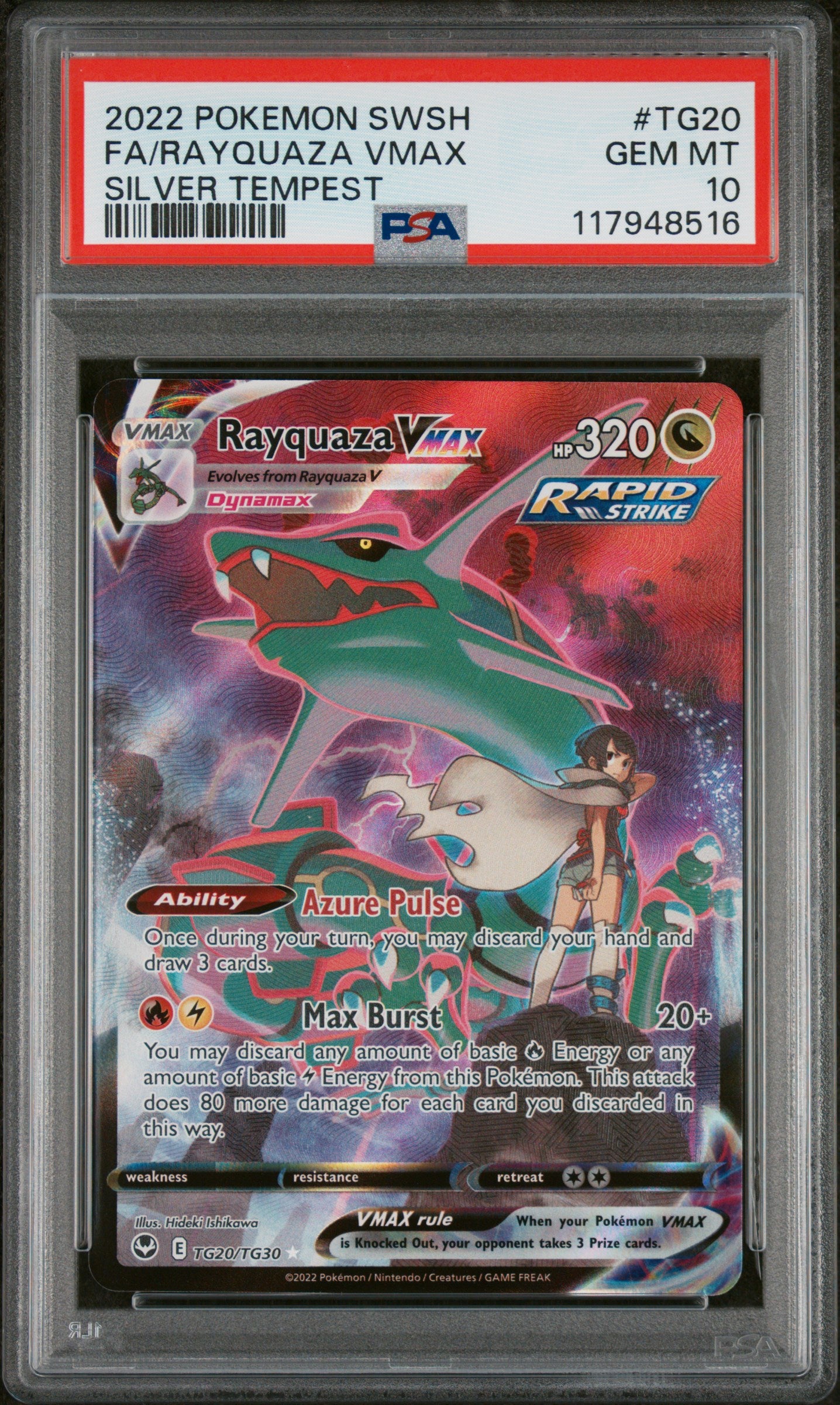 2022 Pokemon Sword & Shield Silver Tempest #TG20 Fa/Rayquaza Vmax PSA 10