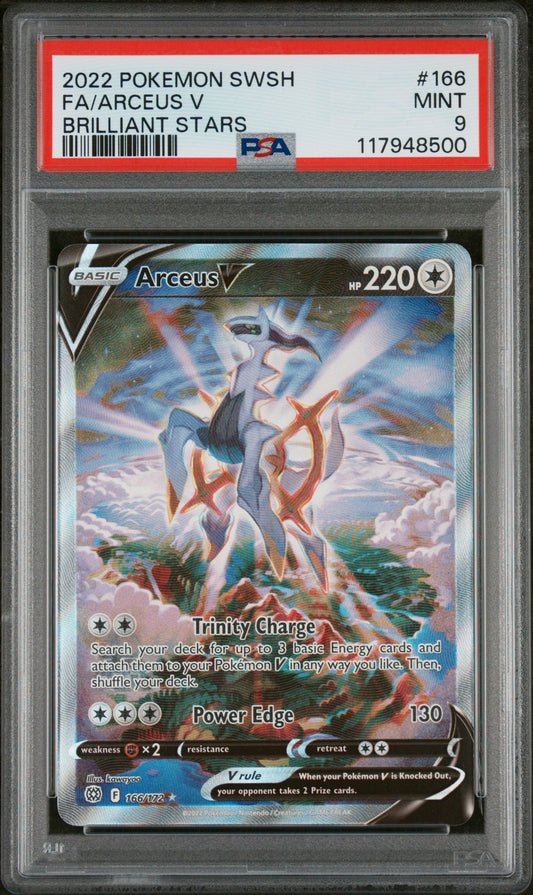 2022 Pokemon Sword & Shield Brilliant Stars #166 Fa/Arceus V PSA 9