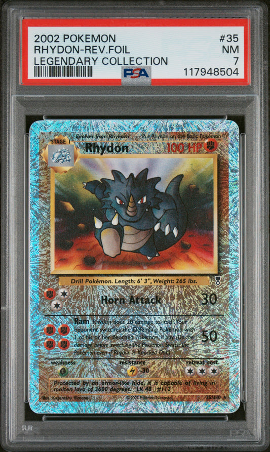 2002 Pokemon Legendary Collection #35 Rhydon-Rev.Foil PSA 7