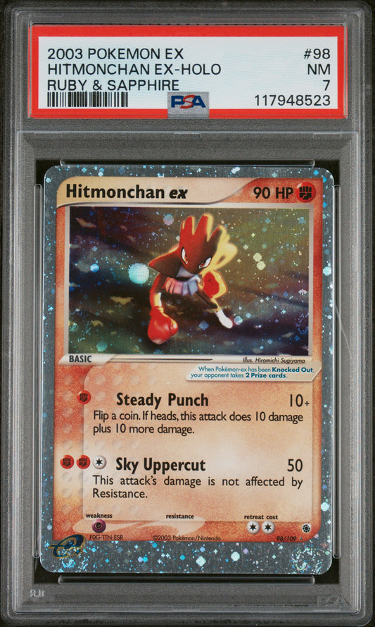 2003 Pokemon Ex Ruby & Sapphire #98 Hitmonchan Ex-Holo PSA 7