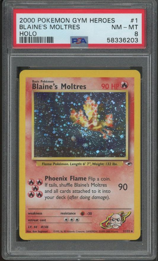 2000 Pokemon Gym Heroes #1 Blaine'S Moltres PSA 8