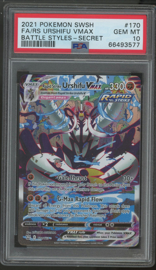 2021 Pokemon Sword & Shield Battle Styles #170 Fa/Rs Urshifu Vmax PSA 10