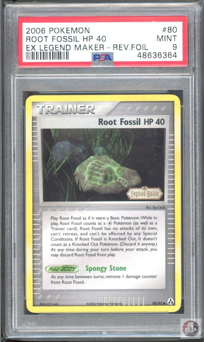 Root Fossil Reverse Holo 80/92 Legend Maker Pokemon PSA 9