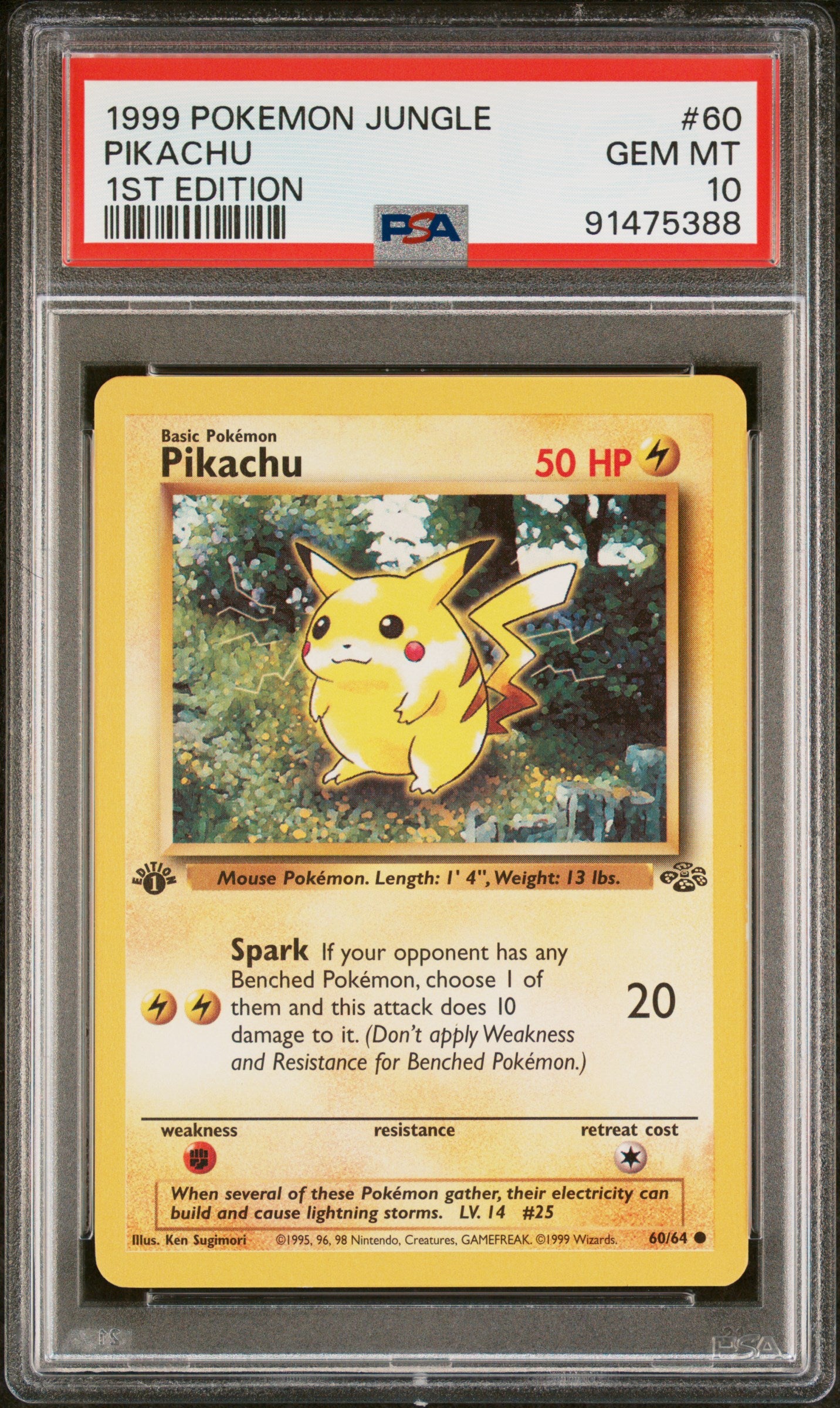 Pikachu 60/64 1st Edition Jungle Pokemon PSA 10
