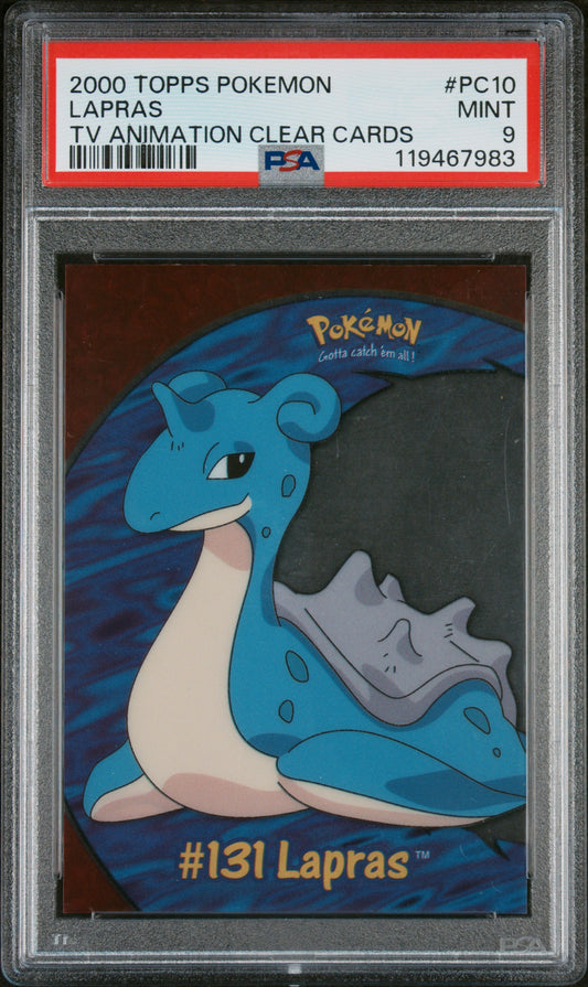 2000 Topps Pokemon Tv Animation Clear Cards #PC10 Lapras PSA 9