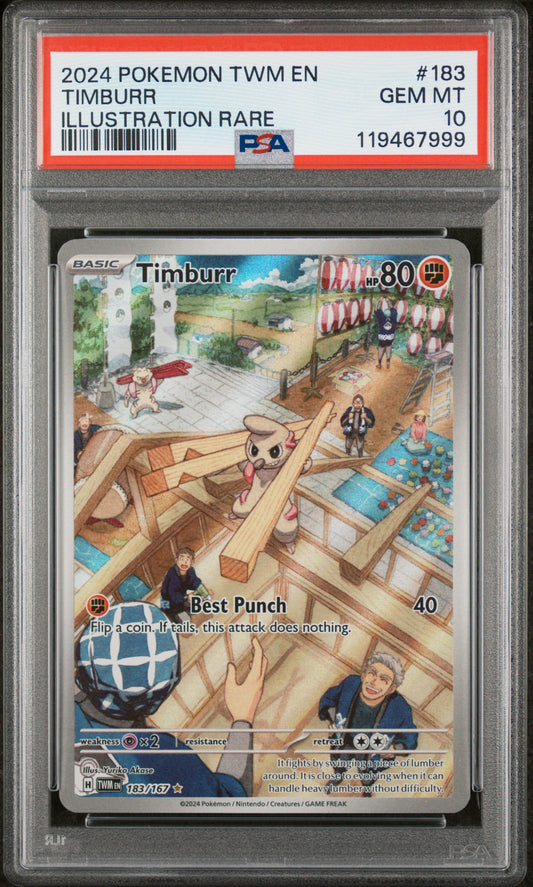 2024 Pokemon Twm En-Twilight Masquerade #183 Timburr PSA 10