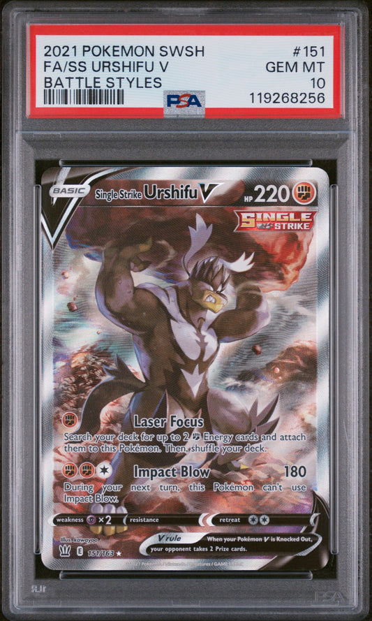 2021 Pokemon Sword & Shield Battle Styles #151 Fa/Ss Urshifu V PSA 10