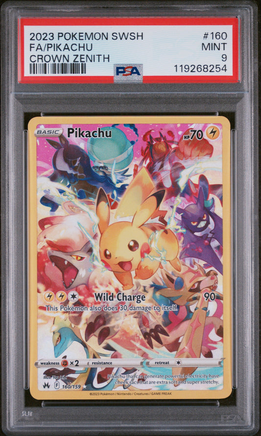 2023 Pokemon Sword And Shield Crown Zenith #160 Fa/Pikachu PSA 9