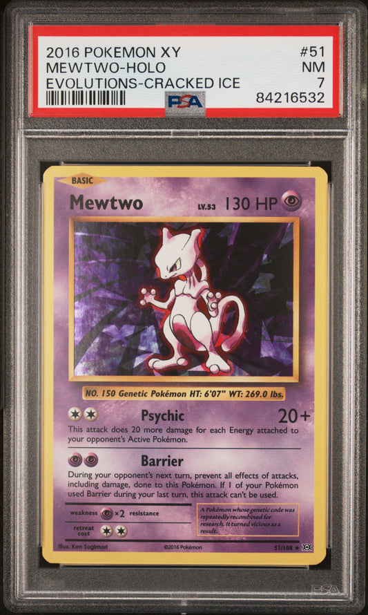 2016 Pokemon Xy Evolutions #51 Mewtwo-Holo PSA 7