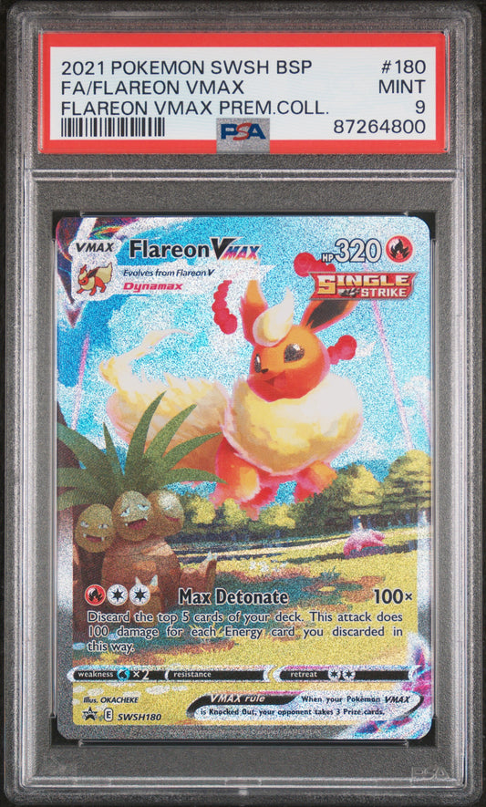 2021 Pokemon Swsh Black Star Promo #180 Fa/Flareon Vmax PSA 9