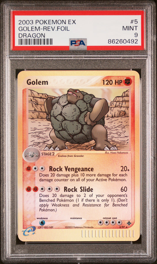 2003 Pokemon Ex Dragon #5 Golem-Rev.Foil PSA 9