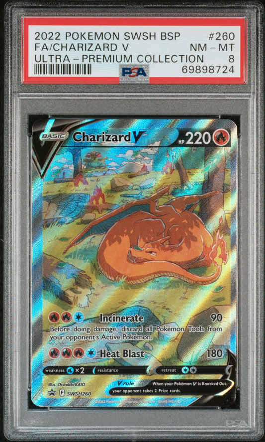 2022 Pokemon Swsh Black Star Promo #260 Fa/Charizard V PSA 8