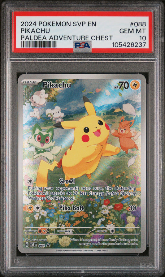 2024 Pokemon Svp En-Sv #088 Pikachu Paldea Adventure Chest PSA 10