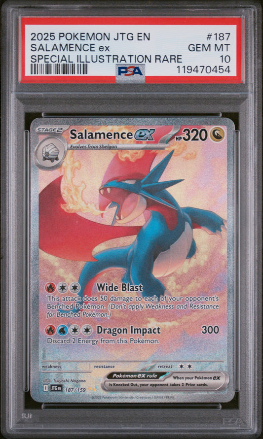 2025 Pokemon Jtg En-Journey Together #187 Salamence Ex SIR PSA 10