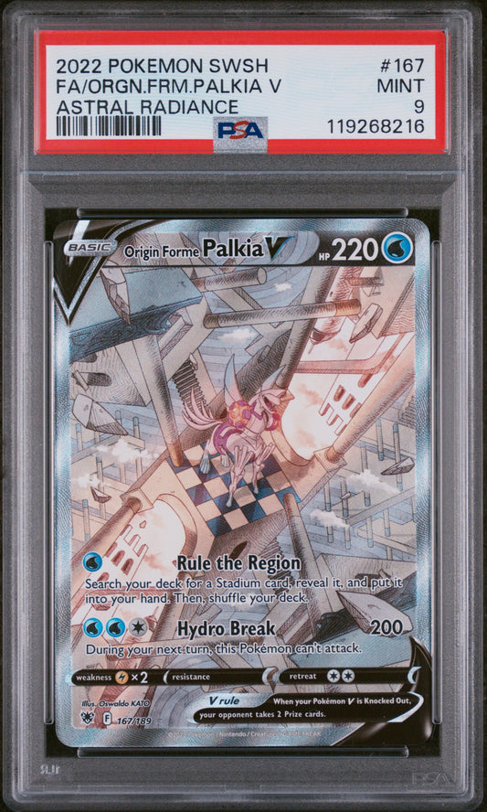 2022 Pokemon Sword & Shield Astral Radiance #167 Fa/Orgn.Frm.Palkia V PSA 9