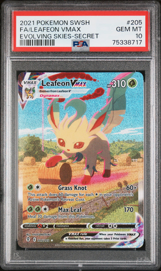 2021 Pokemon Sword & Shield Evolving Skies #205 Fa/Leafeon Vmax PSA 10