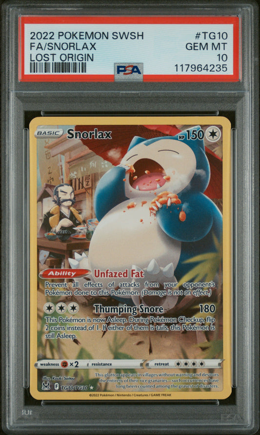 2022 Pokemon Sword & Shield Lost Origin #TG10 Fa/Snorlax PSA 10