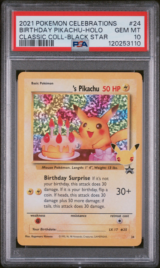 2021 Pokemon Celebrations Classic Collection #24 Birthday Pikachu-Holo PSA 10