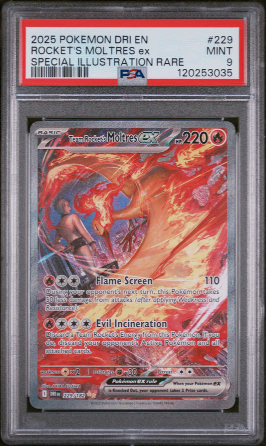 2025 Pokemon Dri En-Destined Rivals #229 Rocket'S Moltres Ex PSA 9