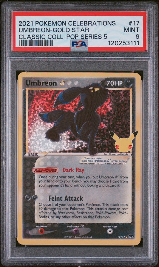 2021 Pokemon Celebrations Classic Collection #17 Umbreon-Gold Star PSA 9