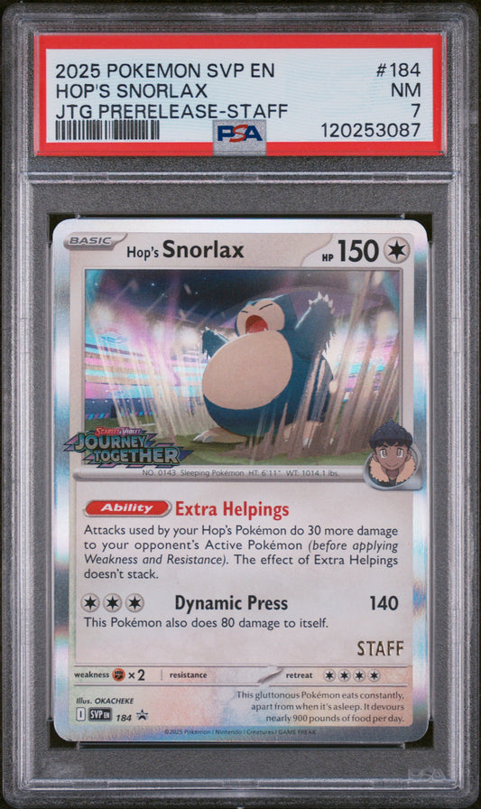 2025 Pokemon Svp En-Sv Black Star Promo #184 Hop'S Snorlax PSA 7