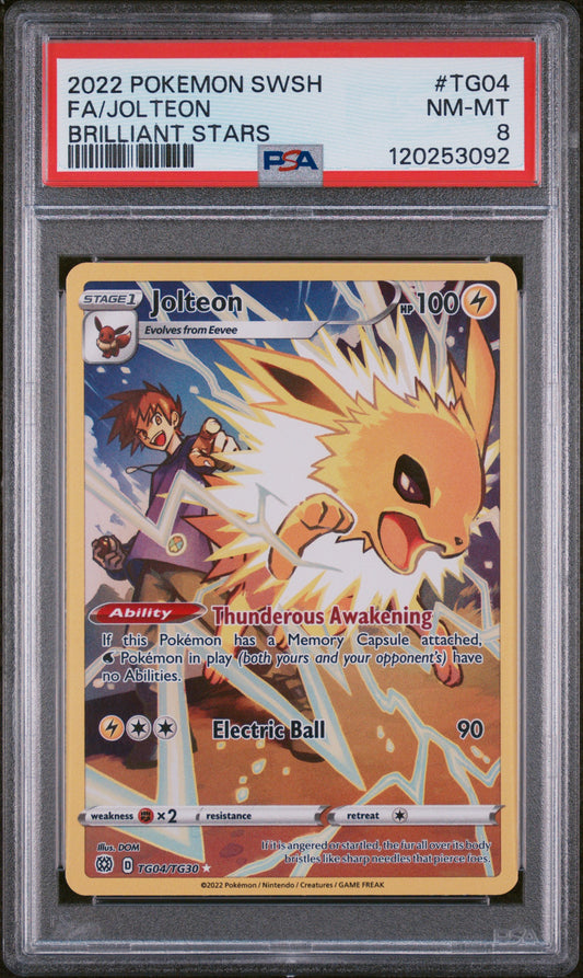 2022 Pokemon Sword & Shield Brilliant Stars #TG04 Fa/Jolteon PSA 8