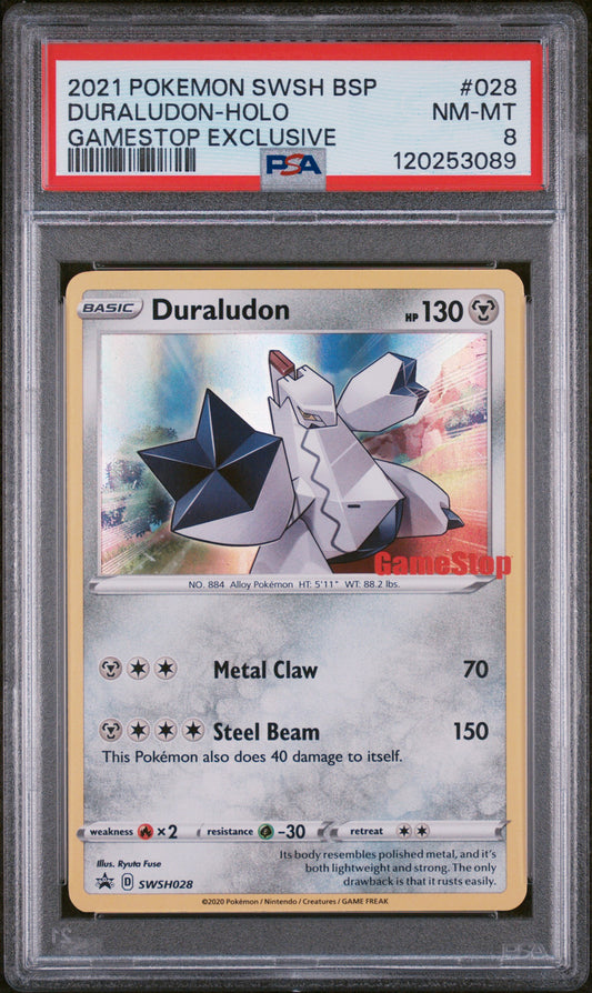 2021 Pokemon Swsh Black Star Promo #028 Duraludon-Holo PSA 8