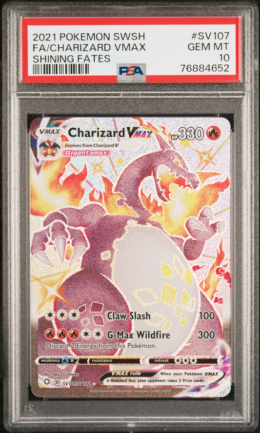 2021 Pokemon Sword & Shield Shining Fates #SV107 Fa/Charizard Vmax PSA 10