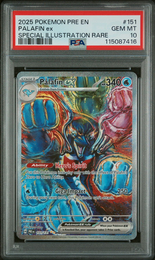 2025 Pokemon Pre En-Prismatic Evolutions #151 Palafin Ex PSA 10