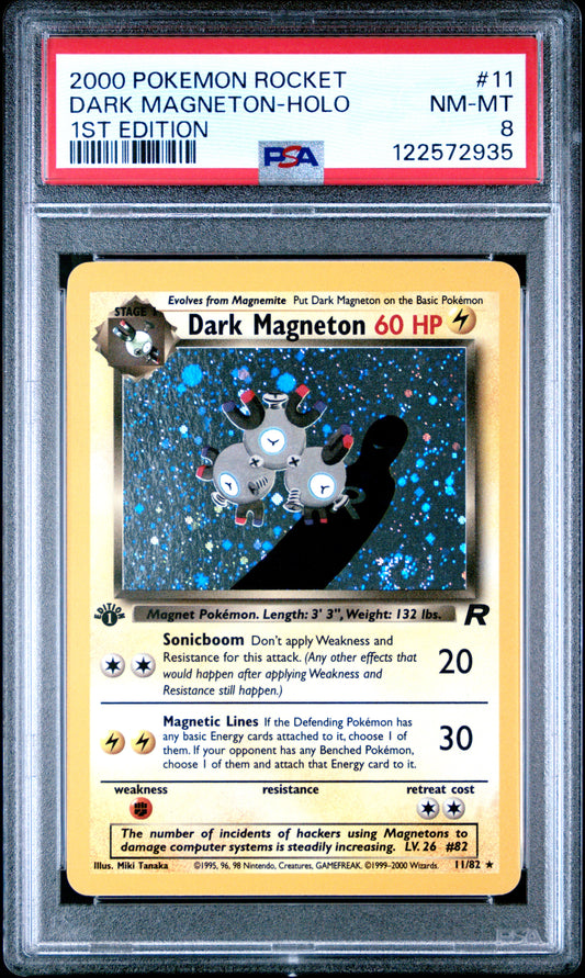 2000 Pokemon Rocket #11 Dark Magneton-Holo PSA 8