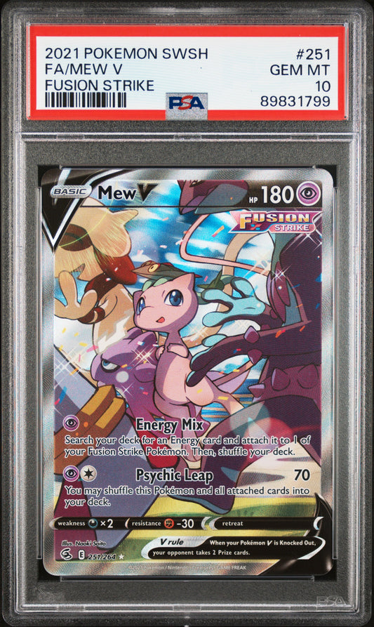 2021 Pokemon Sword & Shield Fusion Strike #251 Fa/Mew V PSA 10