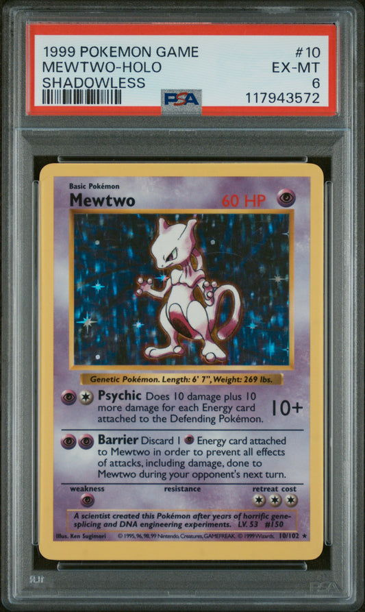 1999 Pokemon Game #10 Mewtwo-Holo PSA 6