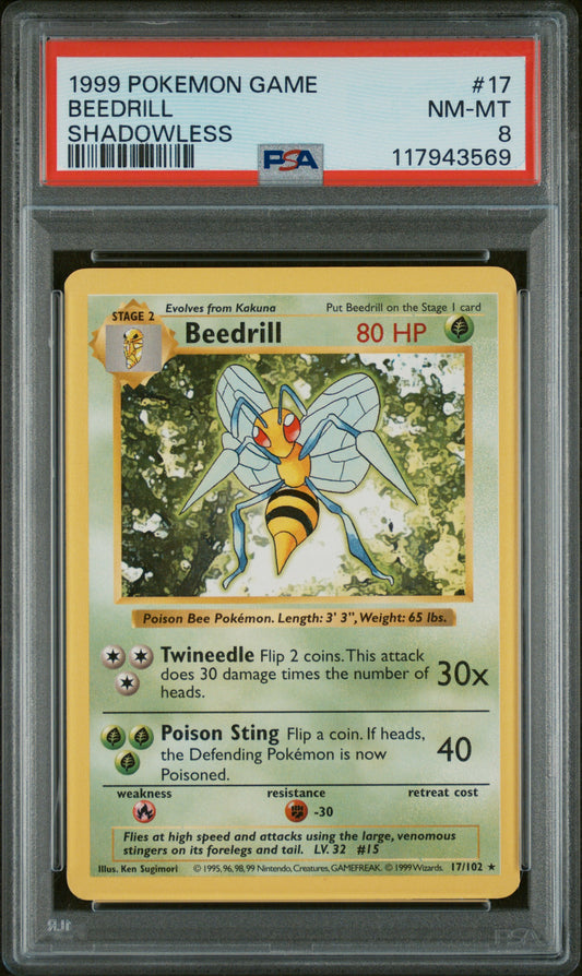 1999 Pokemon Game #17 Beedrill PSA 8