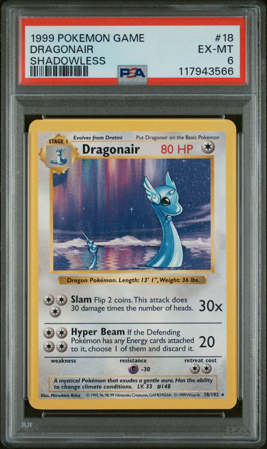 1999 Pokemon Game #18 Dragonair PSA 6