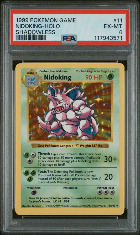 1999 Pokemon Game #11 Nidoking-Holo PSA 6