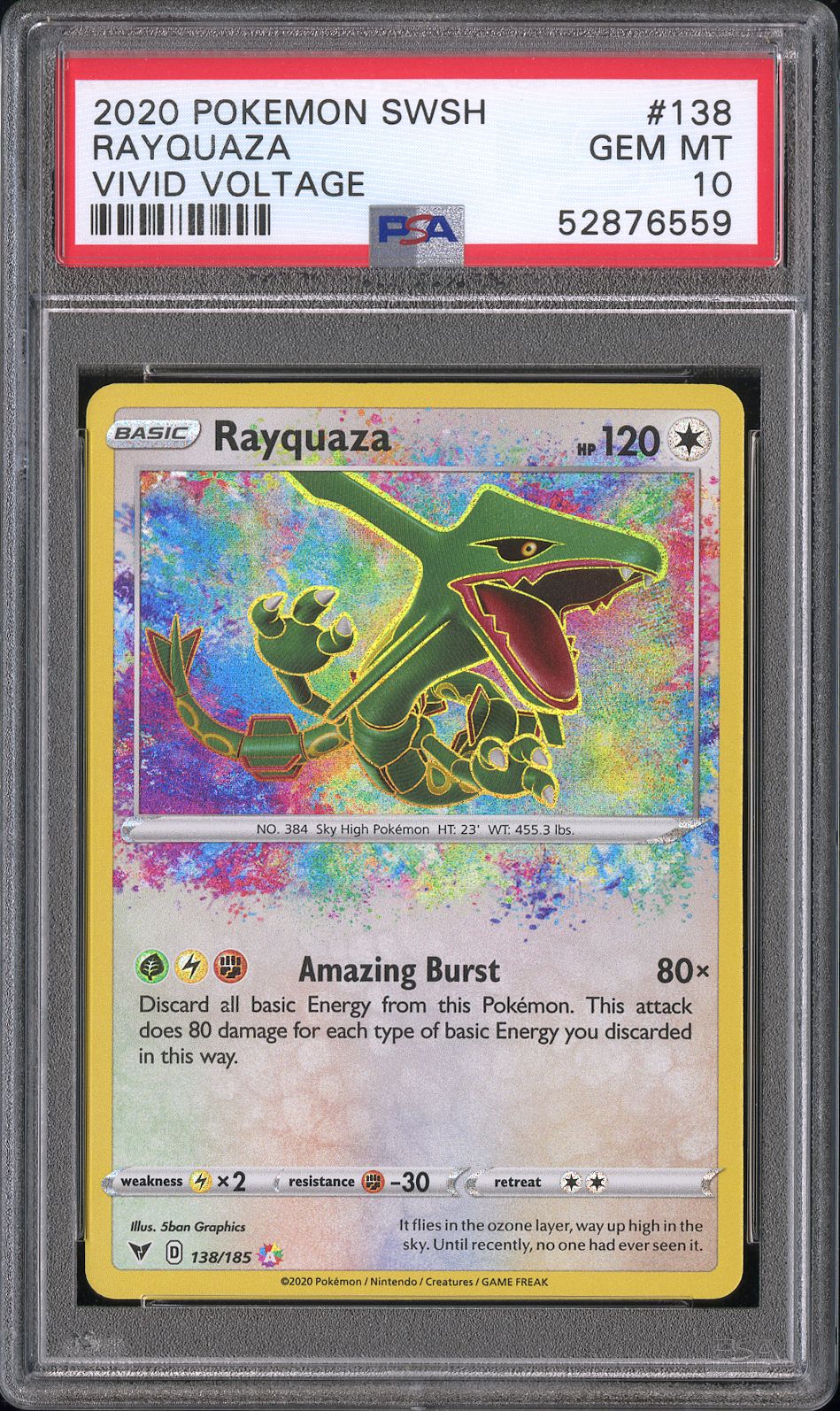 Rayquaza 138/185 Vivid Voltage Pokemon PSA 10