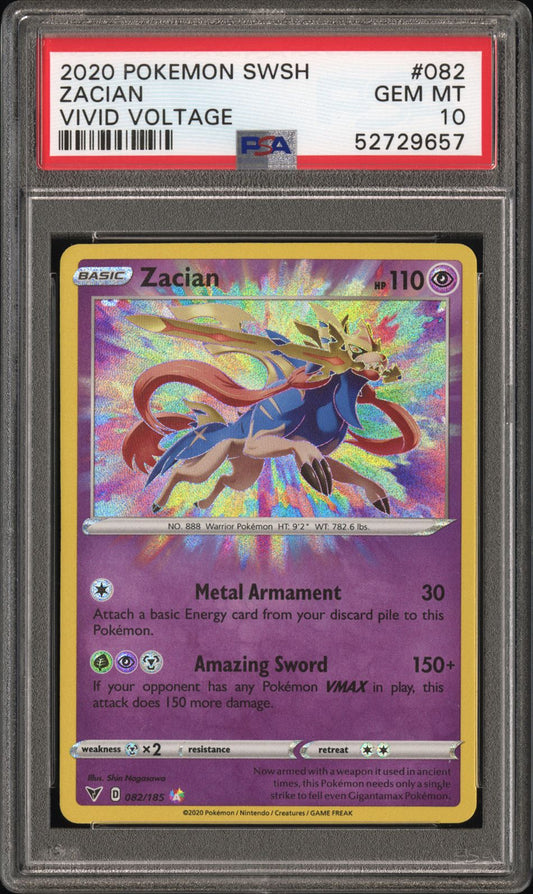 Zacian 082/185 Vivid Voltage Pokemon PSA 10