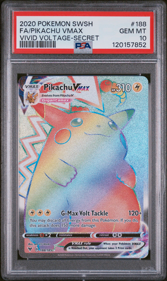 2020 Pokemon Sword & Shield Vivid Voltage #188 Fa/Pikachu Vmax PSA 10